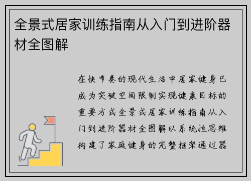 全景式居家训练指南从入门到进阶器材全图解